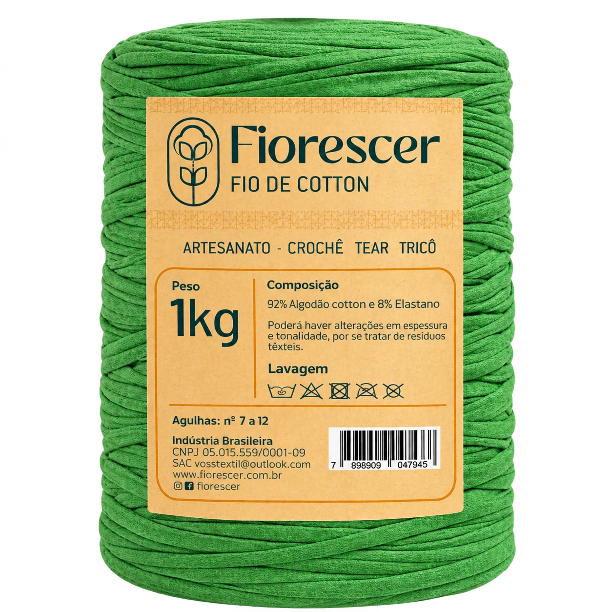 Rolo verde de 1 kg do Fio de Cotton Residual Fiorescer