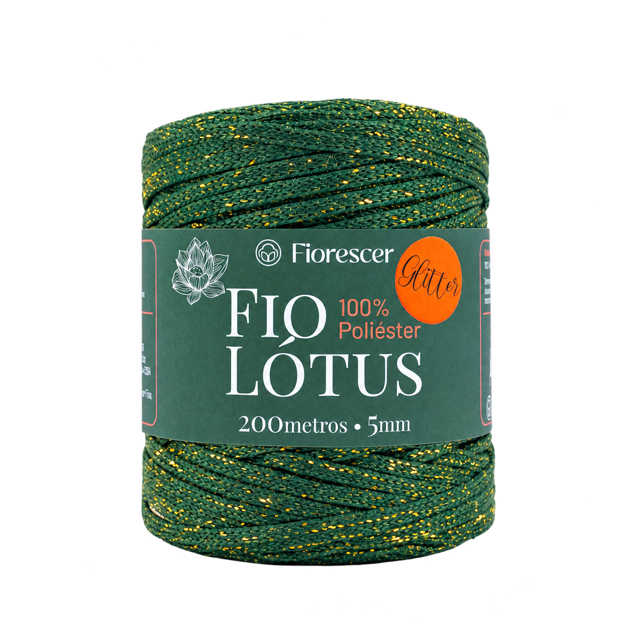 Rolo de Fio Lótus Glitter verde com detalhes dourados